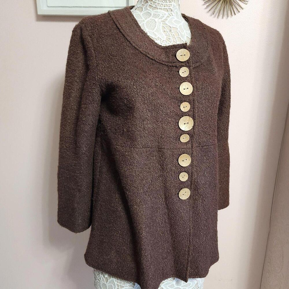 LKNW Triple C boiled wool unique jacket XL cotton poly wool brown